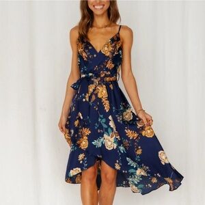 NWT Hello Molly Navy Blue Yellow Floral Dress